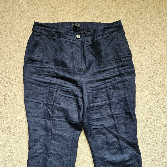 Talbots - size 10P -‎ Navy Blue 100% Linen Capri Pants - Made in Vietnam - Picture 2 of 11